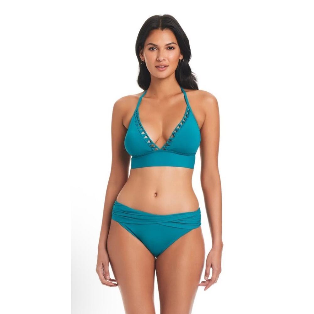 Bleu Rod Beatty Women's Halter Bikini Top Teal Sz 6 NEW